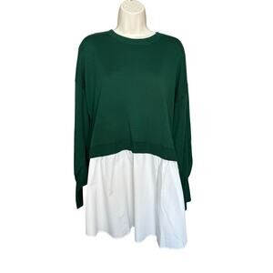 Everyday Jones Green Cable Mixed Media Sweater 2X NWOT